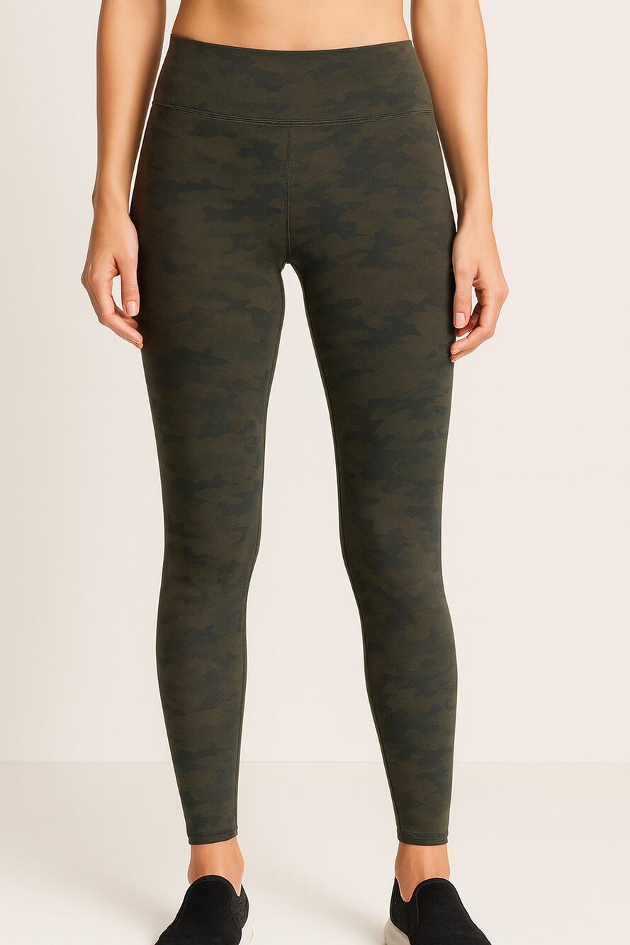 Spanx Look At Me Now Seamless Camo Leggings Green Women's Size Large